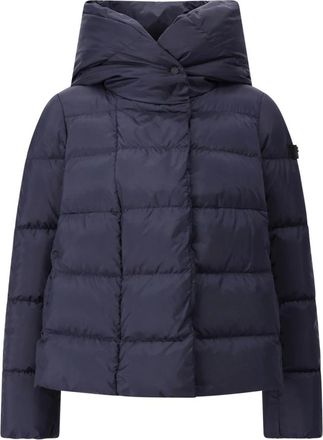 Peuterey Korte donsjas met stedelijke stijl - Dames - Gewatteerde jassen - Blauw - S - Polyester - Jassen