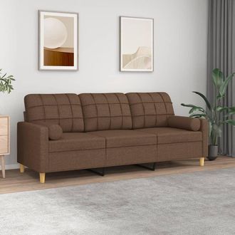 vidaXL Sof&aacute; De 3 Plazas Con Cojines Tela Marr&oacute;n 180 Cm Vidaxl