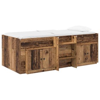vidaXL Marco De Cama Loft Con Armario 3 Uds. Madera Envejecida Vidaxl