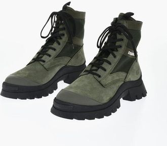Dsquared2 Leather and Nylon Combat Boots with Contrast Logo size 45
