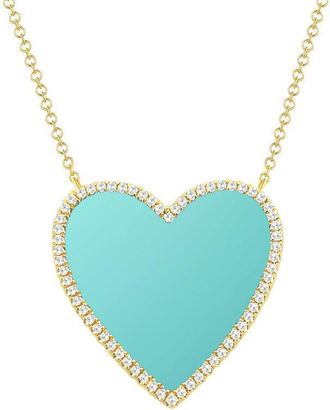 Sabrina Designs 14K 3.30 Ct. Tw. Diamond & Turquoise Heart Necklace