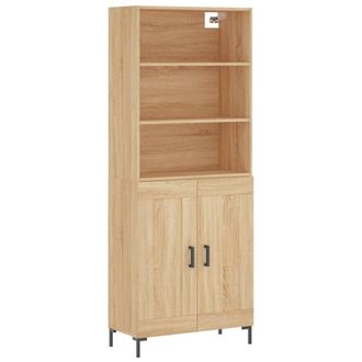 Berkfield Home Highboard Sonoma Oak 69.5x34x180 cm Engineered Wood in Light Tan