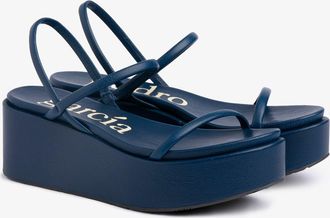 Pedro Garcia Wedge sanda in blue leather | Nibia | Spring Summer 26 | PEDRO GARCIA