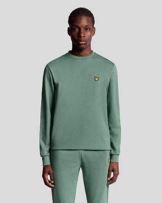 Lyle & Scott Heren fleece met ronde hals in groen