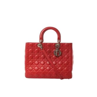 Dior Pre-owned Handbags, female, Red, Size: ONE SIZE Pre-owned Lady Dior Large Handbag