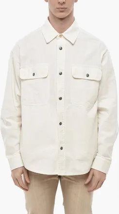 Palm Angels Camicia in Denim con Monogram Posteriore Ricamato Palm Angels