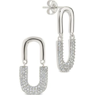 Sterling Forever Ellie Radiant Arc Drop Earrings in Silver at Nordstrom Rack
