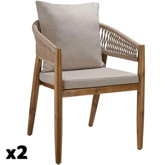 TecTake 2 sillas, madera maciza de acacia, resistentes a la intemperie, arena