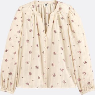 La Redoute Collections Blouse met V-hals, lange mouwen en bloemenprint