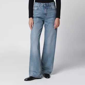 Ami Wide-leg jeans in washed indigo denim