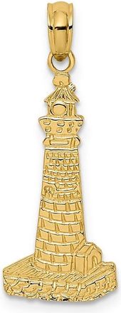 Diamond2Deal 14k Yellow Gold Flat and Textured Lighthouse Charm Pendant