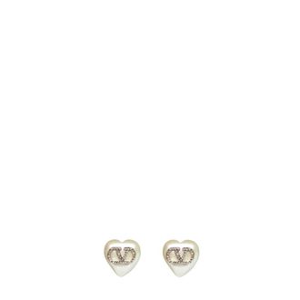 Valentino Garavani VLogo Heart Earrings - Dames - Oorbellen - Beige - ONE Size - Accessoires