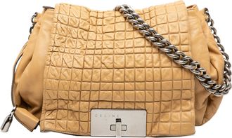 Celine Womens Pre-owned Lambskin Watch Me Gauffre Flap Shoulder Bag - Beige Leather - One Size