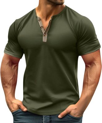 Generic Summer Tops, Mens Henleys T-Shirt Short Sleeve Lightweight Relaxed Fit Casual Round Neck Shirts Mens Fitted T Golf Shirts Polo with Pocket Shirts Shor