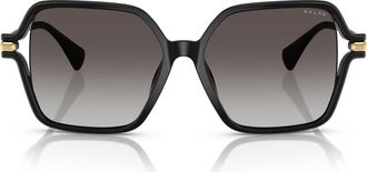 Ralph Lauren 56mm Gradient Square Sunglasses in Shiny Black/gradient Grey at Nordstrom