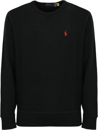 Polo Ralph Lauren Zwarte Katoenen Trui Lange Mouw Geborduurd Logo - Heren - Sweatshirts - Zwart - L - Katoen - Hoodies & sweatvesten