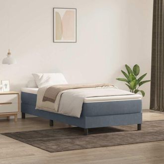 vidaXL Cama Box Spring Con Colch&oacute;n Terciopelo Gris Oscuro 80x210 Cm Vidaxl