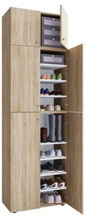 ebuy24 Gabinete De Zapato De Madera Vcm Dimensiones: Al. 200 X An. 70 X T. 39 Cm Gabinete Todo Prop&oacute;sito 9 Compartimentos 4 Puertas Rotativas 2 Puertas De Fi
