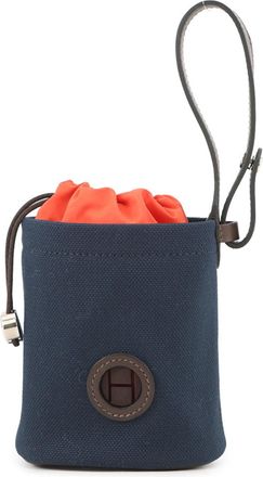 Herm&egrave;s Navy Coated Canvas Pouch (Pre-Owned)