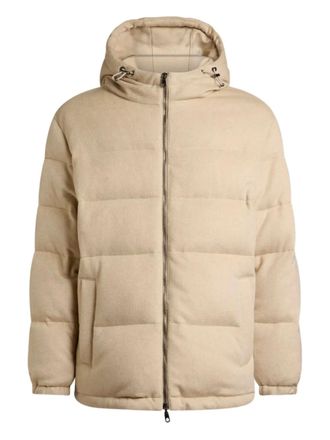 Etro hooded down jacket - men - Down/Fabric - L - Neutrals