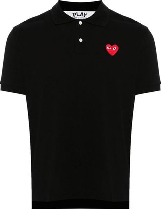 Comme Des Gar&ccedil;ons Black Heart Logo Polo Shirt - Dames - Polos - Zwart - S - Katoen - Tops