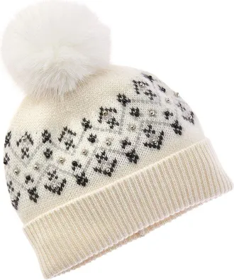 Sofiacashmere Sofiacashmere Fairisle Embellished Cashmere Hat