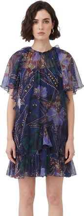 Dsquared2 Purple Floral Round Neck Mini Dress