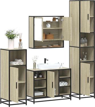 vidaXL Vidaxl - Juego De Muebles De Ba&ntilde;o 4 Pzas Contrachapada Roble Sonoma