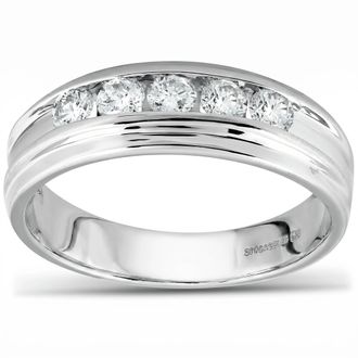 Pompeii3 1/2 Ct Diamond Mens Wedding Ring 10k White Gold