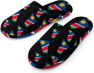Generic Flag Map of Namibia Mens Cotton Slippers Memory Foam Comfort House Shoes Winter Indoor Slipper for Hotel Casa Spa