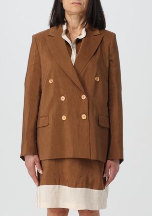Hanita Womens Linen Doublebreasted Blazer - Tan - Size EU 38 (Womens)