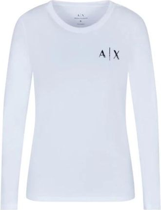 A|X Armani Exchange T-shirt ML Logo Brillantino Lato Cuore - Dames - Longsleeves - Wit - XS - Tops