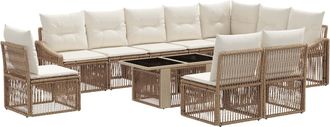 vidaXL Conjunto De Sof&aacute;s De Jard&iacute;n 11 Uds. Beige Y Blanco Crema Vidaxl