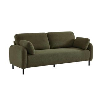 Sweeek Sof&aacute; de borreguito con patas de metal, 3 plazas, verde kaki