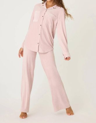 PJ Salvage Winter Classics Long Pajama Set In Pink Clay