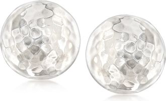 Ross-Simons Italian Sterling Silver Hammered Dome Clip-On Earrings
