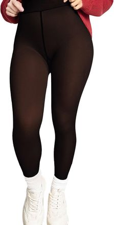 Generic Fleece Lined Tights Women Thermal Leggings That Look Sheer Brown Tights Pantyhose for Winter Warm Thick Stockings with High Waist Stretch Leggings