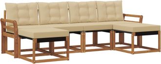 vidaXL Conjunto De Sof&aacute;s De Exterior 6 Uds. Natural Y Beige Vidaxl