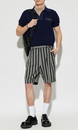 Versace Striped Pattern Shorts, Mens, Grey