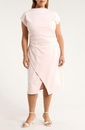 Nordstrom Ruched Cap Sleeve Dress in Pink Wisp at Nordstrom, Size 2X