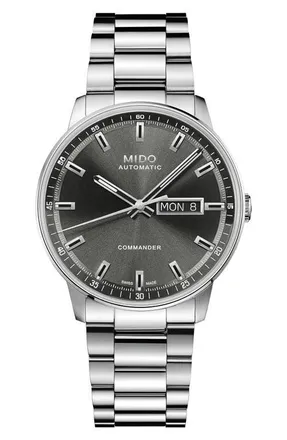 Mido Commander Datoday Automatic Bracelet Watch, 40mm in Anthracite at Nordstrom