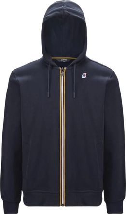 K-Way Blauw Hooded Full Zip Sweatshirt - Heren - Vesten met rits - Blauw - M - Katoen - Hoodies & sweatvesten