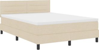 vidaXL Box Spring Bed with Mattress Cream 140 x 200 cm Fabric vidaXL