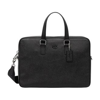 Coach Tassen, Heren, Zwart, ONE Size, Leer, Laptop Sleeve