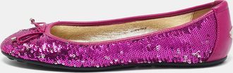 Jimmy Choo London Purple Leather And Sequins Ballet Flats
