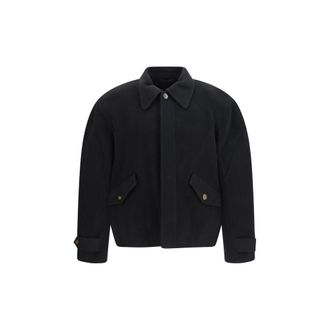 S&eacute;fr Black Wool Oves Aries Full-Length Mens Jacket