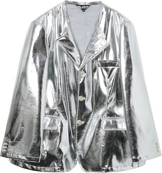 Comme Des Gar&ccedil;ons single-breasted metallic blazer - unisex - Polyurethane - M - Silver