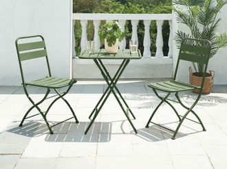 Vente-Unique Sala da pranzo giardino pieghevole un tavolo L.60 cm e 2 sedie pieghevoli in Metallo Kaki - MIRMANDE di MYLIA