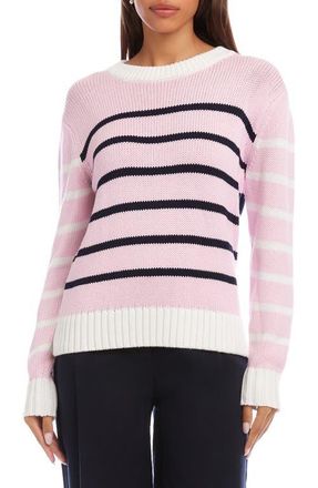Karen Kane Stripe Crewneck Sweater in Pink Multi at Nordstrom, Size X-Small