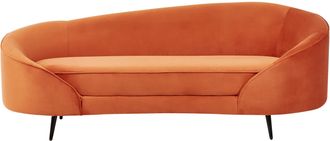 Beliani Sof&aacute; 2 Plazas De Terciopelo Dise&ntilde;o Curvo Patas De Metal Naranja Dorado Savar